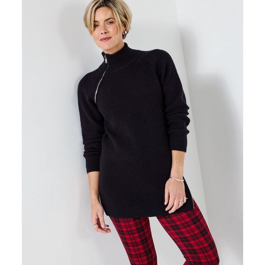 Joe Browns Schwarzer Longpullover mit Reissverschluss-Details  