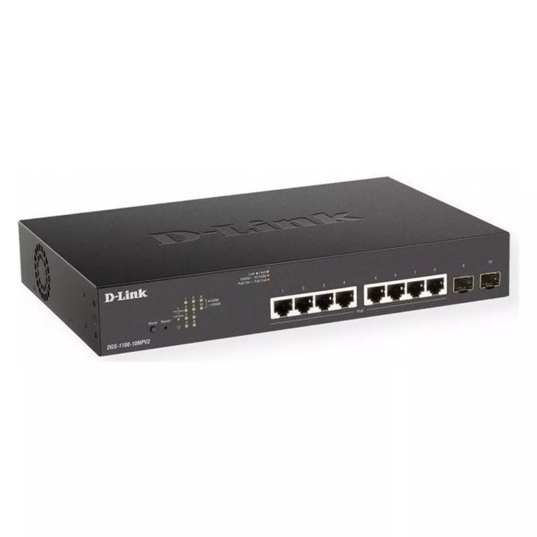 D-Link DGS-1100-10MPV2 network switch Managed L2 Gigabit Ethernet (10/100/1000) Power over Ethernet (PoE) 1U Black