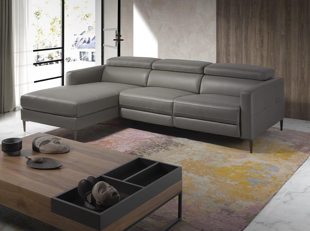 ANGEL CERDA Graues Lederecksofa mit Relax  