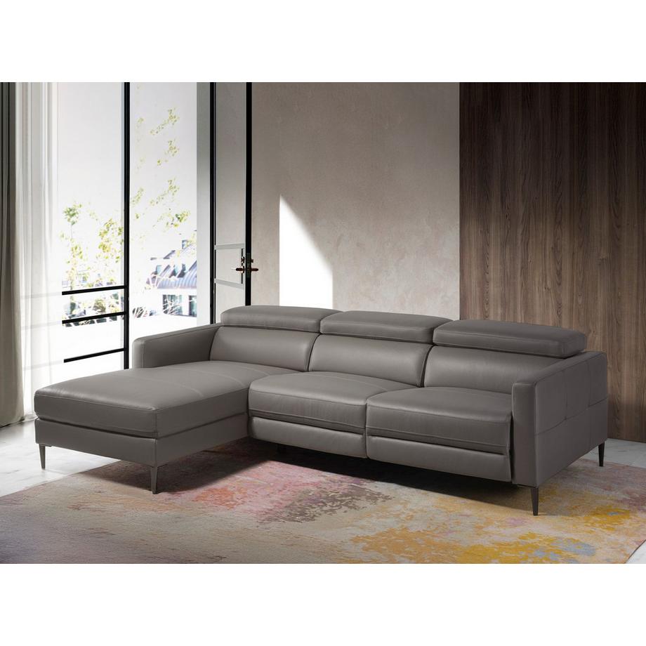 ANGEL CERDA Canapé d'angle relax gauche en cuir gris foncé  