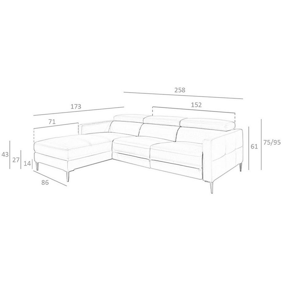ANGEL CERDA Canapé d'angle relax gauche en cuir gris foncé  