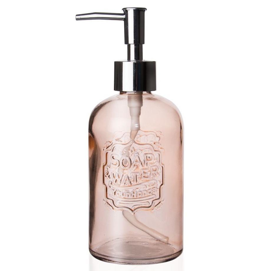 Orion  Pompe à savon liquide/pompe à détergent de style rétro, verre rose clair 