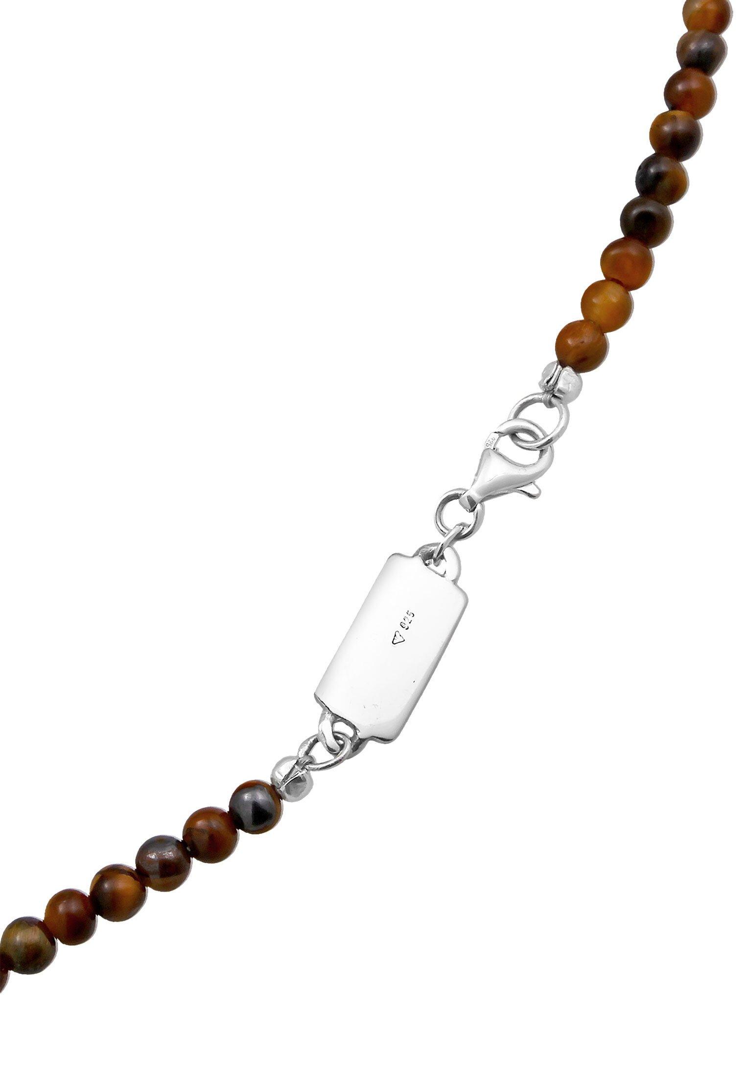 Kuzzoi  Collier Tigerauge Perlen Bead Barren 925 Silber 