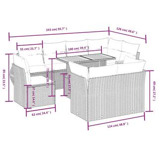 VidaXL Ensemble de canapés de jardin rotin synthétique  