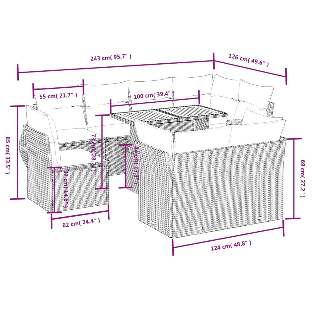 VidaXL Ensemble de canapés de jardin rotin synthétique  