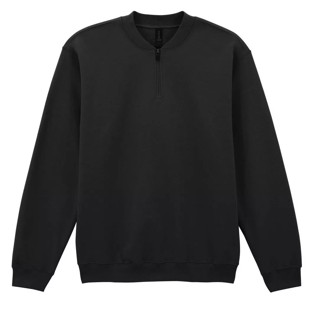 Gildan - Softstyle Sweatshirt mit kurzem Reißverschluss, Mittelschwer, für Damen, Schwarz, Größe S