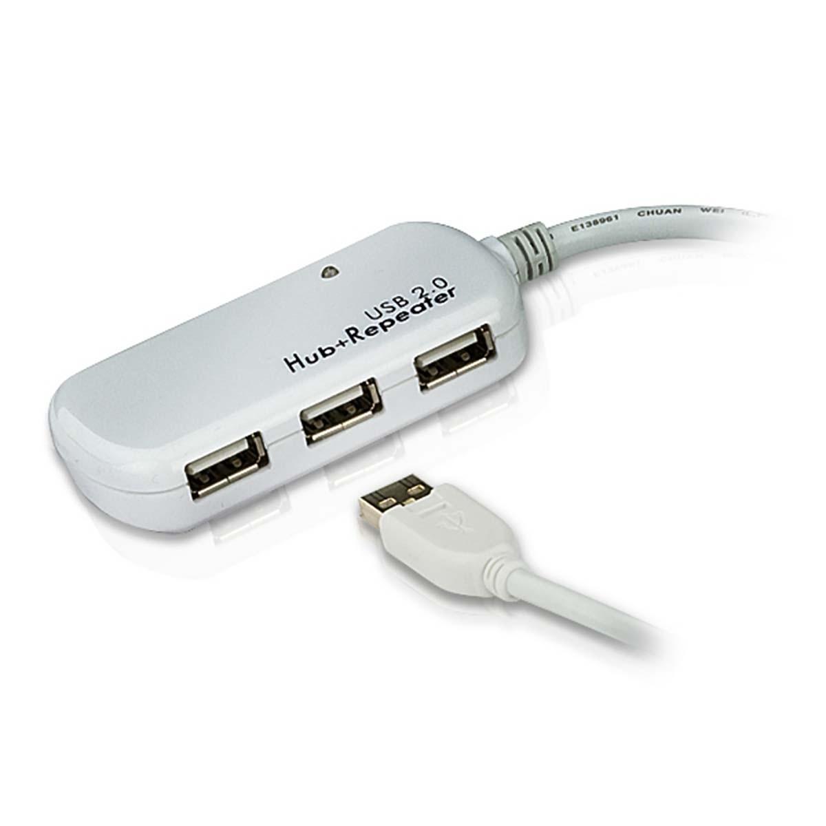 Nedis  Cavo di prolunga USB 2.0 attivo USB A maschio - Hub USB 4x 12 m Avorio 