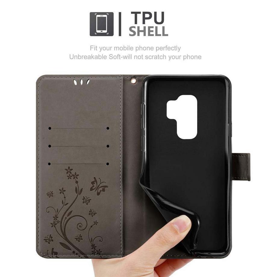 Cadorabo  Housse compatible avec Samsung Galaxy S9 PLUS - Coque de protection au design floral avec fermeture magnétique, fonction de support et emplacements pour cartes 