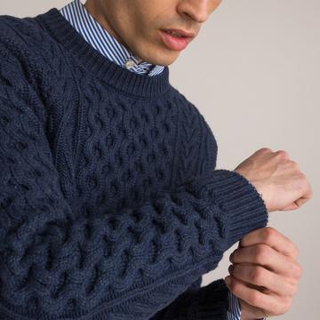 Zopfstrickpullover Signature mit Rundhalsausschnitt