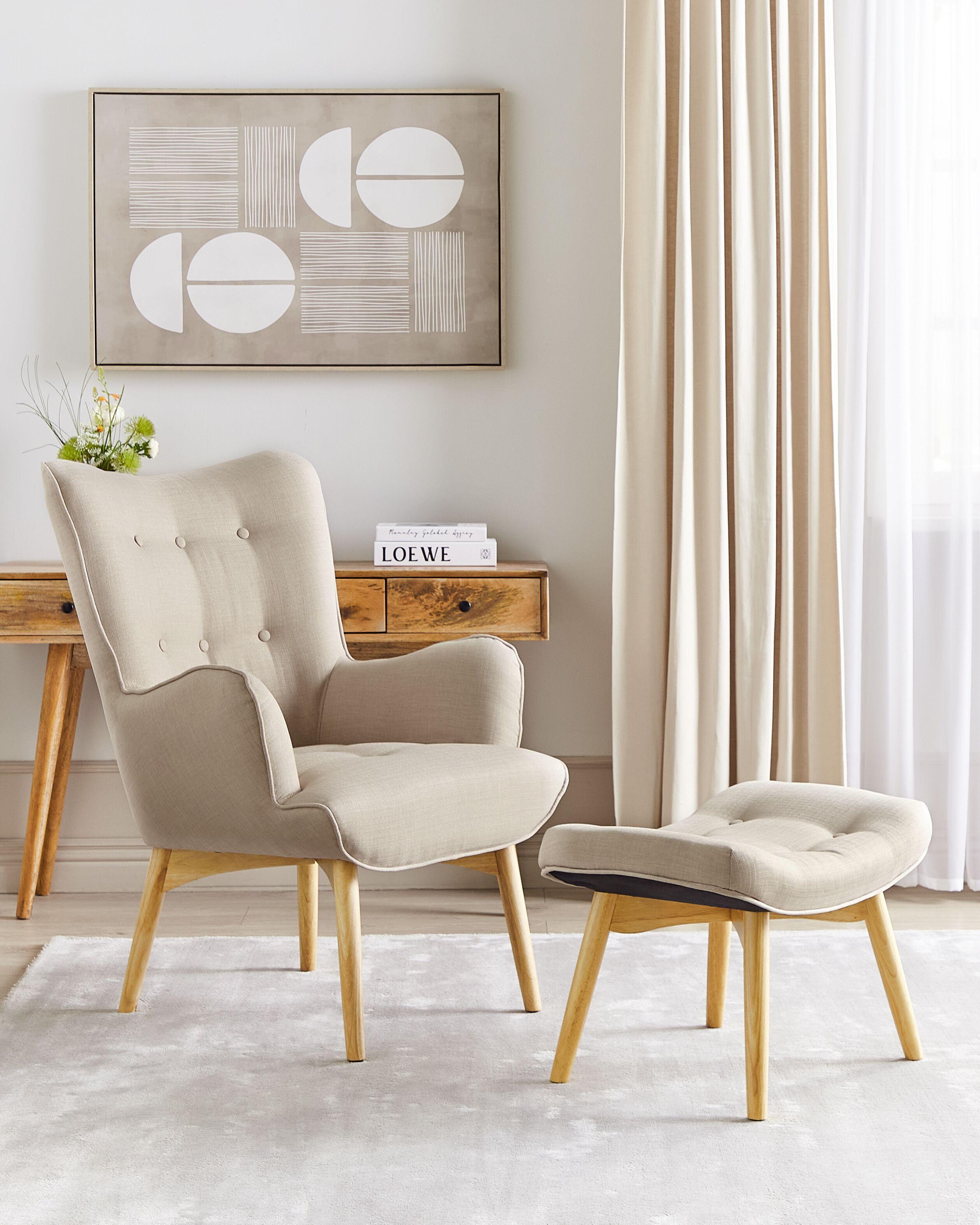 Beliani Chaise avec repose-pied en Polyester Rétro VEJLE  