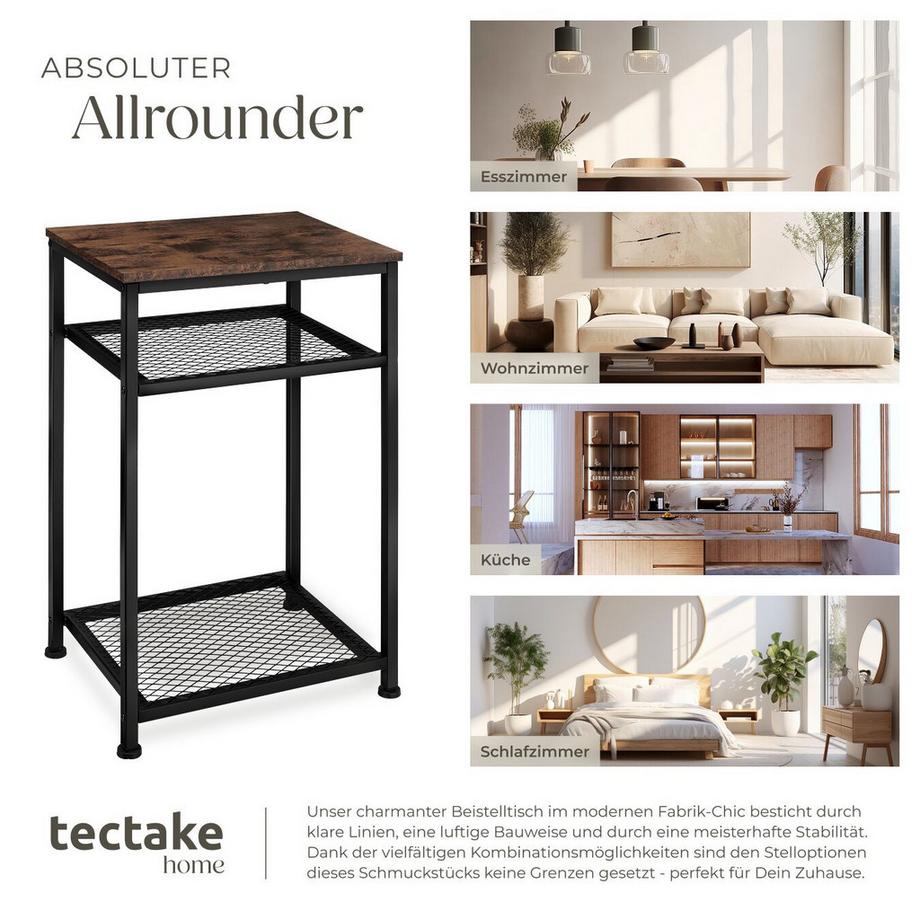 Tectake Beistelltisch York Industrial Style Holz und Stahl  