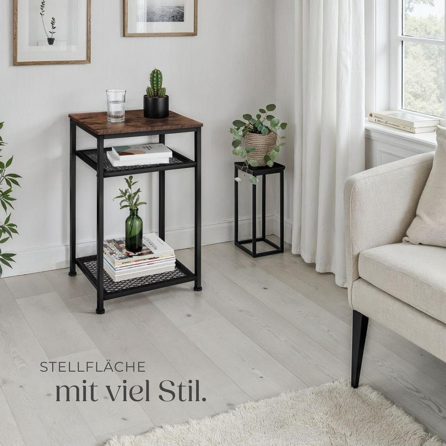 Tectake Beistelltisch York Industrial Style Holz und Stahl  