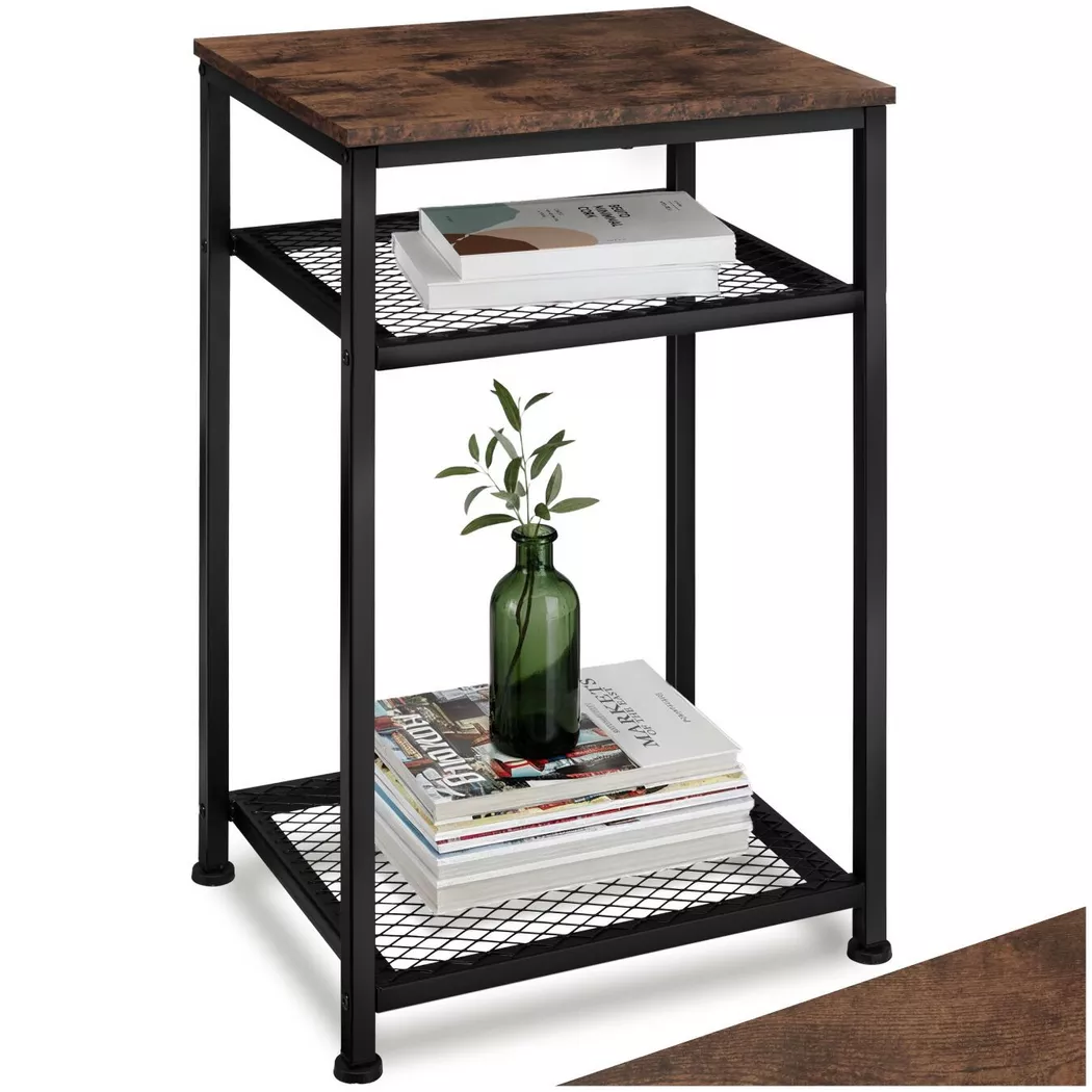 tectake Bedside Table York in Dark Brown