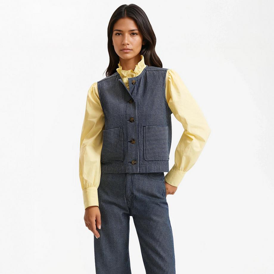 La Redoute Collections Ärmellose gestreifte Denim-Weste  