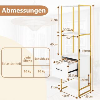 B2X Bibliothèque à 5 niveaux avec tiroir et amp  