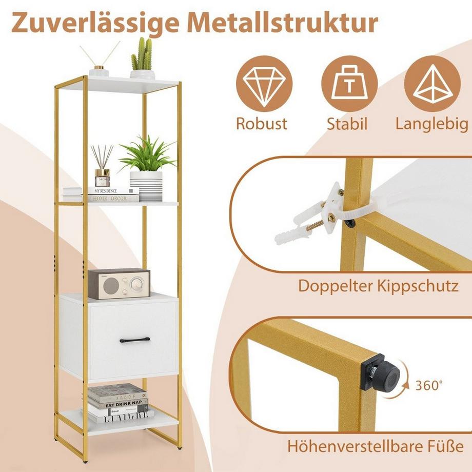 B2X 5-stöckiges Bücherregal mit Schublade  