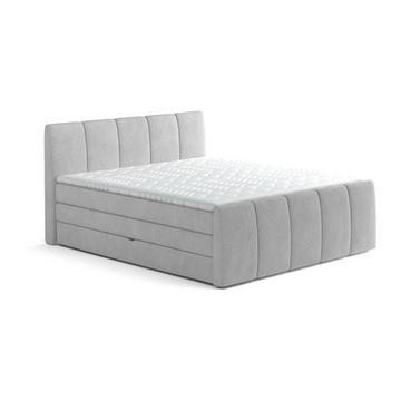 Set boxspring completo testata + base del letto con contenitore + materasso + topper VERONE grigio chiaro