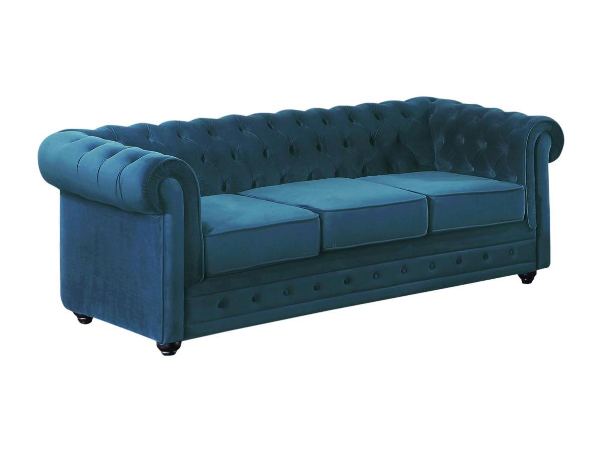 Vente-unique Sofa 3Sitzer Samt  CHESTERFIELD  