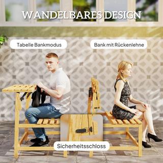 Northio 2-Sitzer Gartenbank Holz, wetterfest Sitzbank, UV-Beständig Gartenmöbel mit Umwandelbare Rückenlehnen, Parkbank 240kg belastbar, Holzbank für Balkon Terrasse, Garten, 110x61x89cm, Teak Aosom  