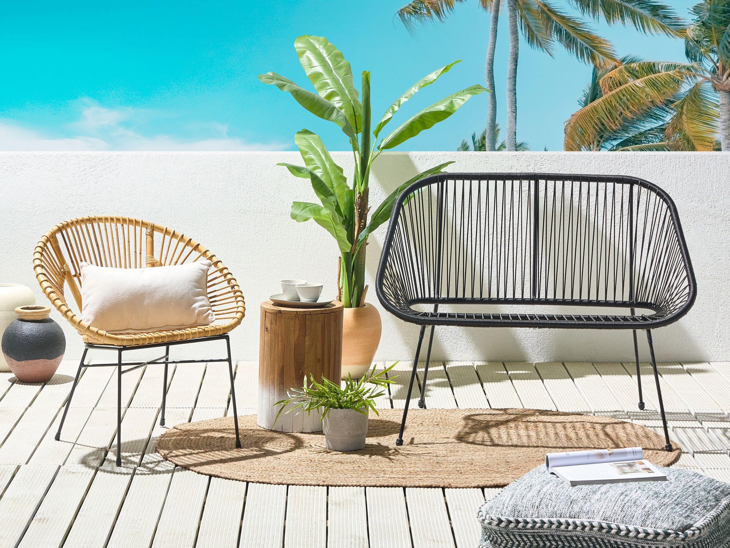 Beliani Gartenbank aus PE Rattan Boho ACAPULCO II  