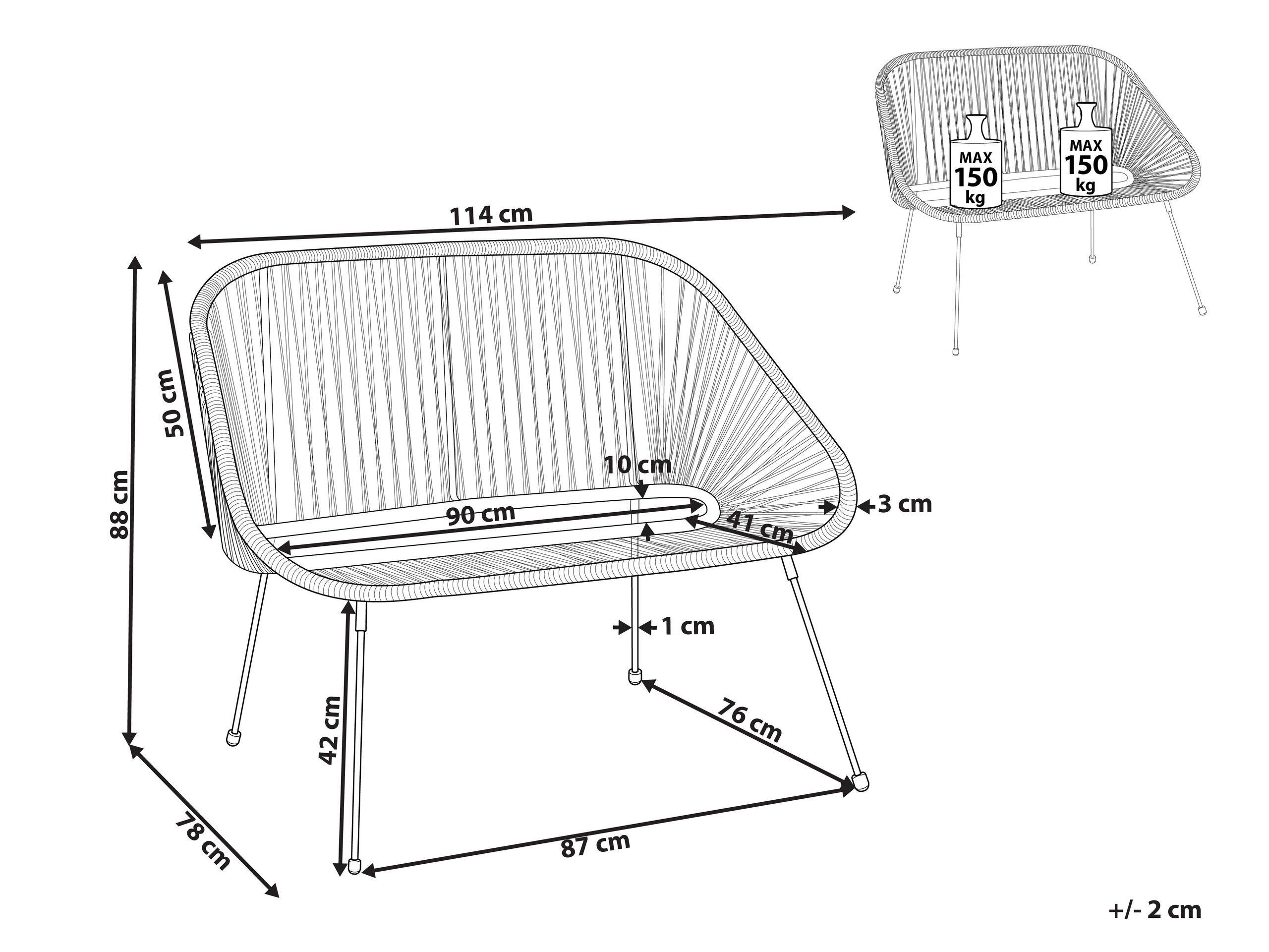 Beliani Banc de jardin en Polyrotin Boho ACAPULCO  