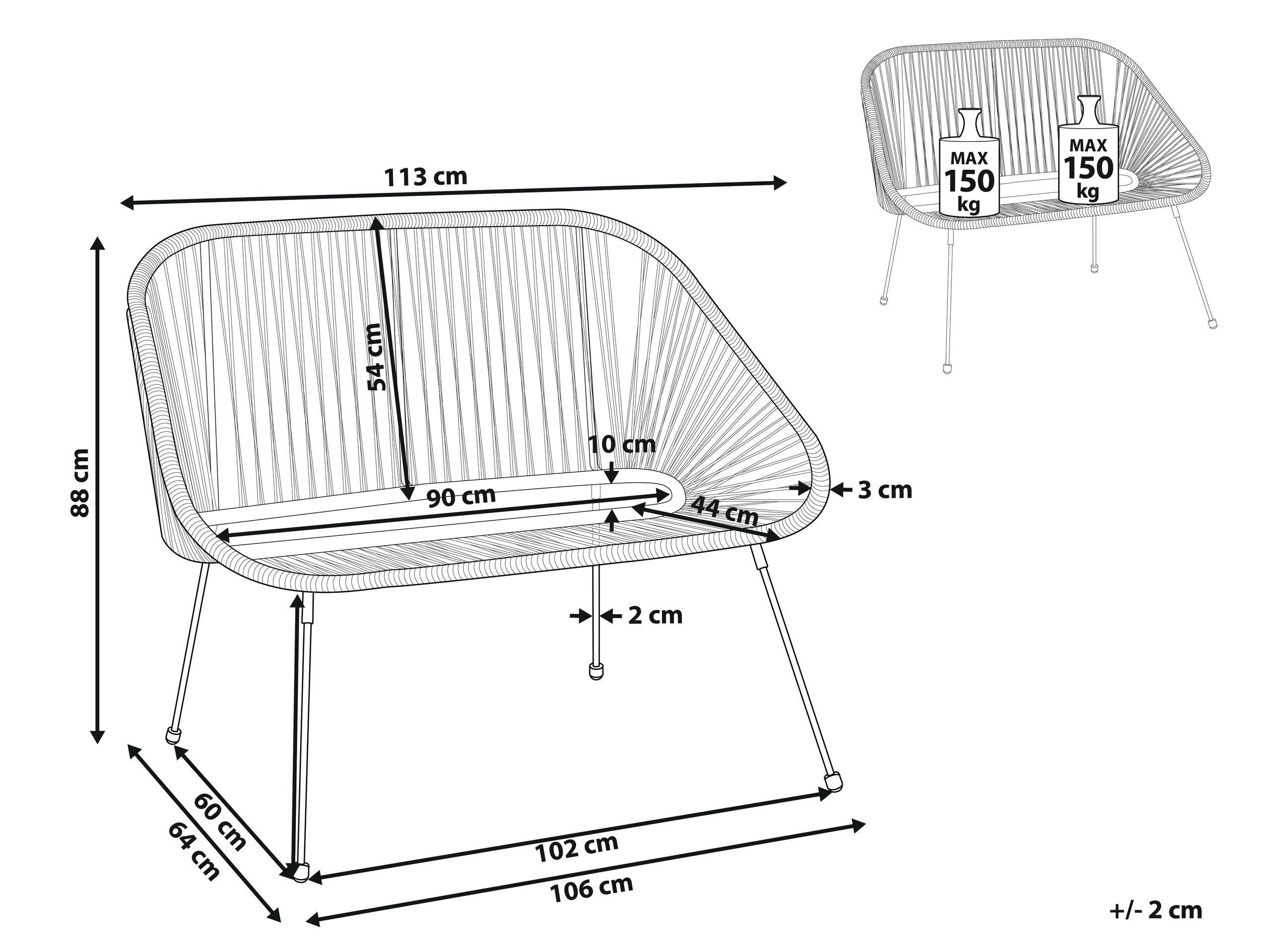 Beliani Banc de jardin en Polyrotin Boho ACAPULCO II  