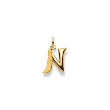 Pendentif lettre N or jaune 750, 20x13mm