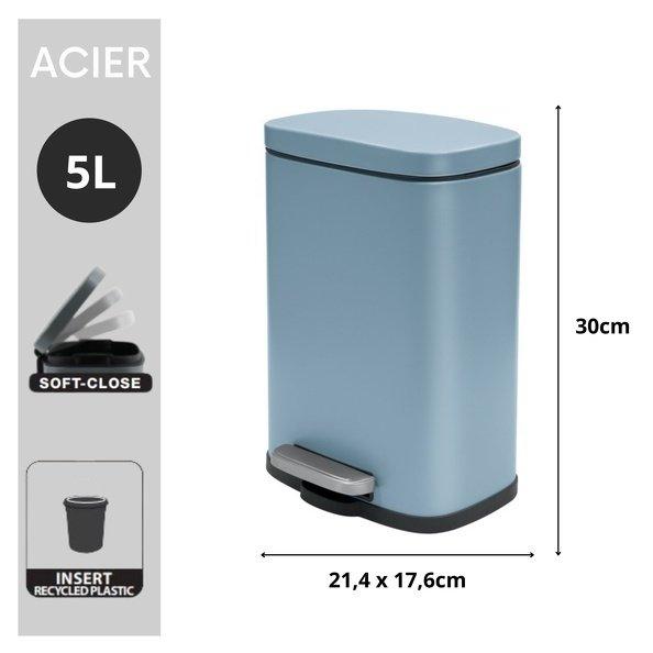 spirella Poubelle à pédale Acier AKIRA 5L Fog Mat  