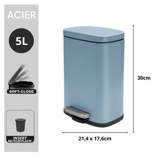 spirella Poubelle à pédale Acier AKIRA 5L Fog Mat  