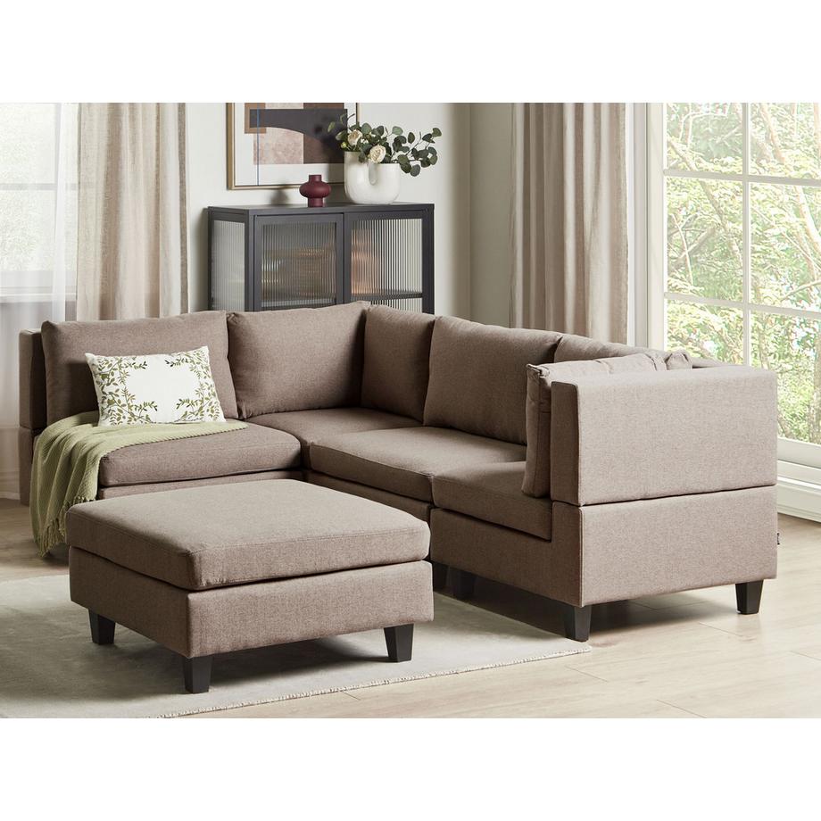 Beliani Canapé d'angle côté gauche avec ottoman en Tissu Moderne UNSTAD  