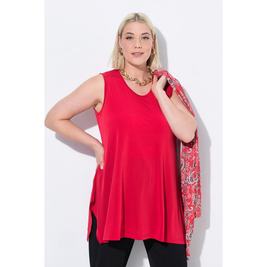 Ulla Popken Jersey Ligne A Sans Manches Col Rond Top  