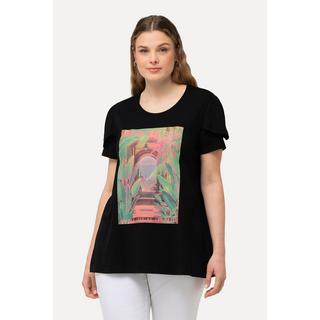 Ulla Popken  T-shirt imprimé. Ligne A, col rond et manches courtes 