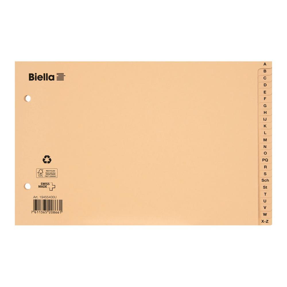 Biella  Papier-Register A5 quer, Teilung A-Z 24 Taben - x 20 