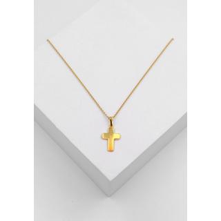 MUAU Schmuck  Pendentif croix en or jaune 750, 23x12mm brillant 0,0075ct. 