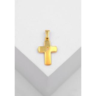 MUAU Schmuck  Pendentif croix en or jaune 750, 23x12mm brillant 0,0075ct. 