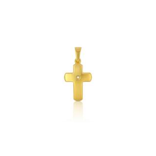 MUAU Schmuck  Anhänger Kreuz Gelbgold 750, 23x12mm Brillant 0.0075ct. 