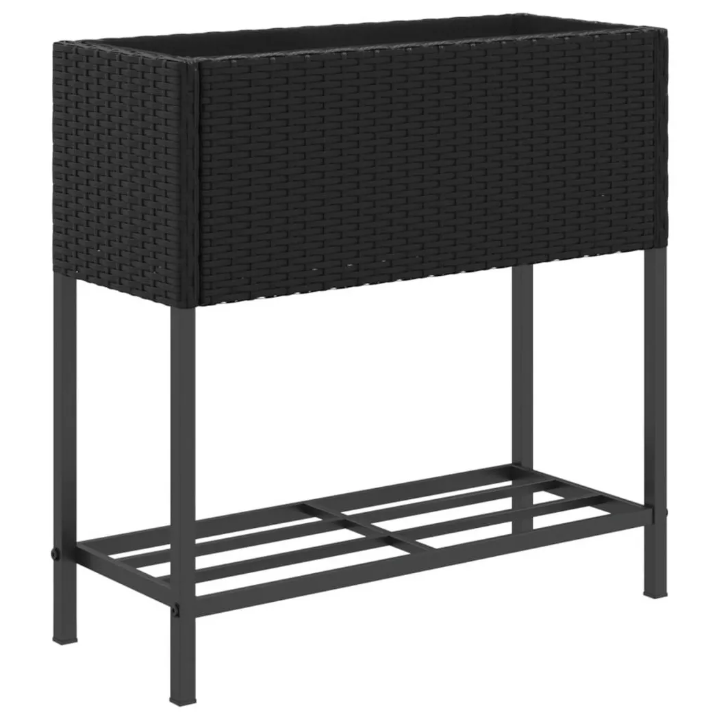 vidaXL Jardinière avec étagère noir résine tressée