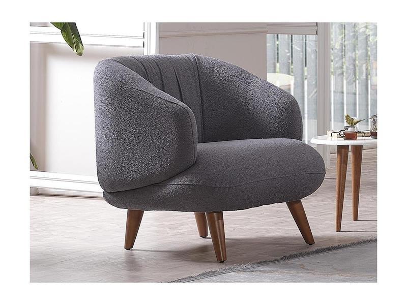 Vente-unique Fauteuil en tissu bouclette JANINA  