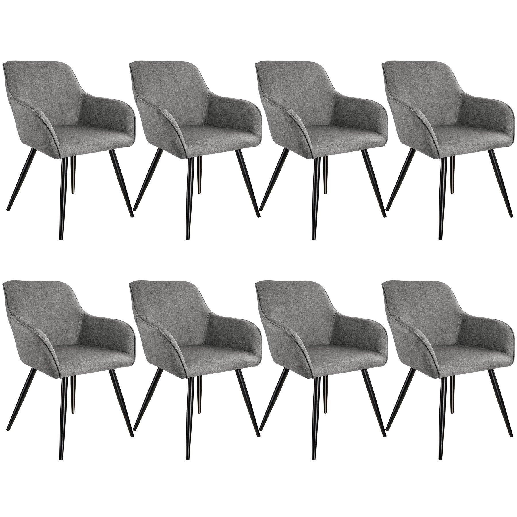 Tectake 8 Chaises Marilyn aspect lin noir  