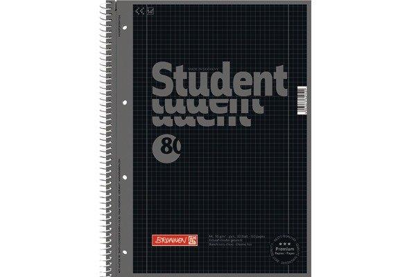 BRUNNEN BRUNNEN Collegeblock A4 1067928190 kariert, 90g, onyx 80 Blatt  