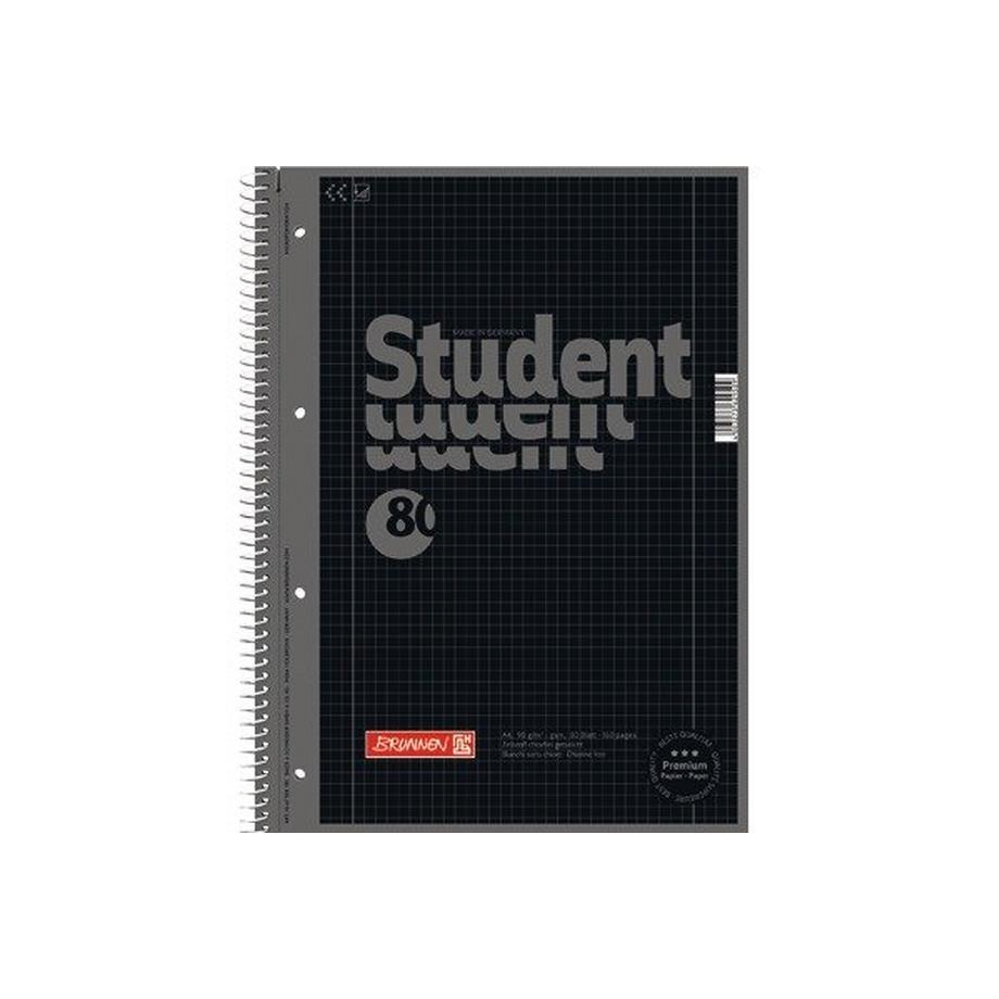 BRUNNEN BRUNNEN Collegeblock A4 1067928190 kariert, 90g, onyx 80 Blatt  