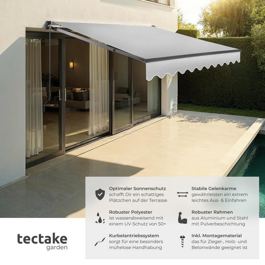 Tectake Gelenkarmmarkise Ornella verschiedene Größen UV-beständig und wasserabweisend  