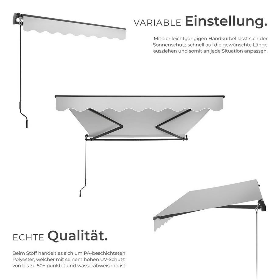 Tectake Gelenkarmmarkise Ornella verschiedene Größen UV-beständig und wasserabweisend  