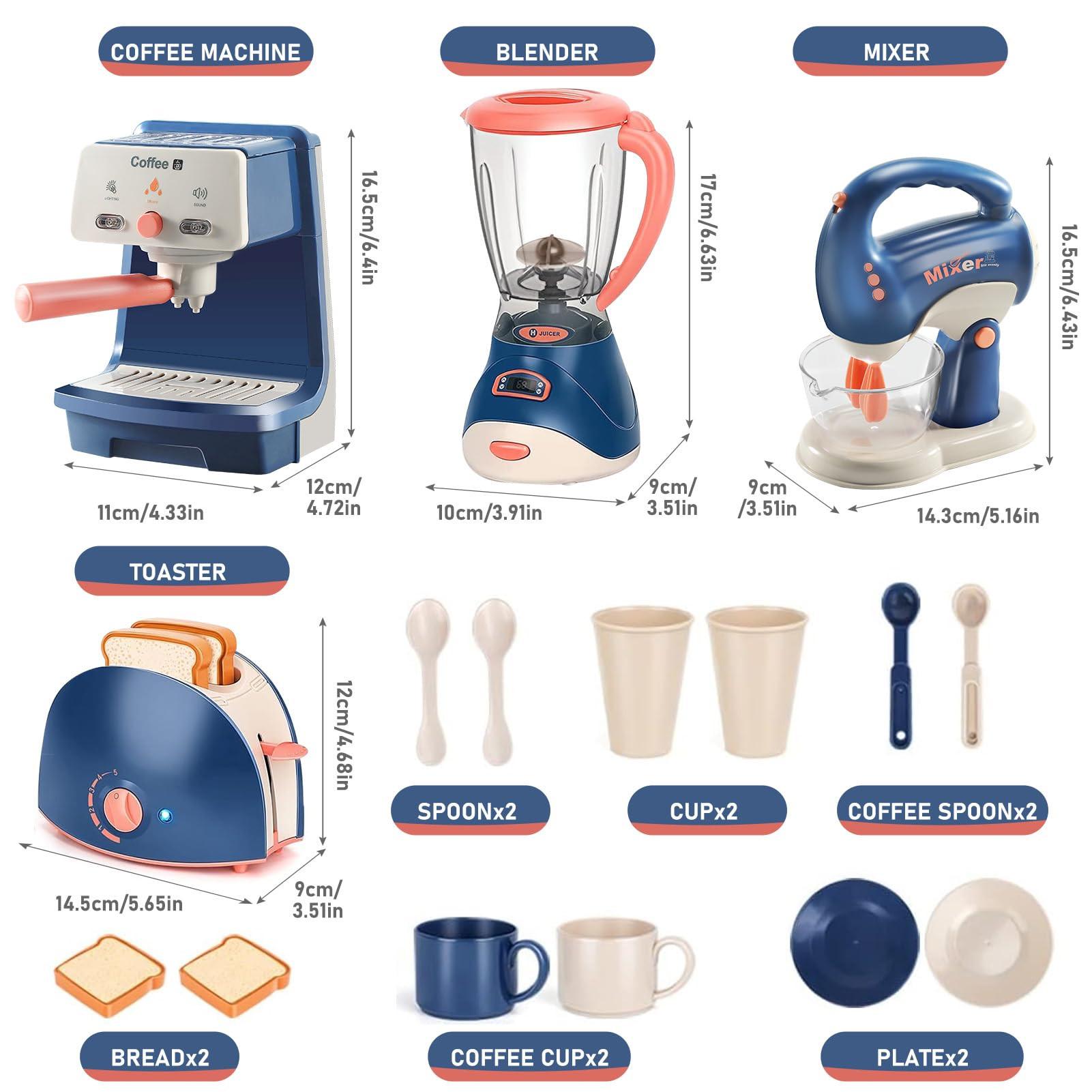 Activity-board  Set d'ustensiles de cuisine, set de robot de cuisine pour enfants avec blender, grille-pain, cafetière, mixeur et autres，Idéal pour les jeux de rôle 