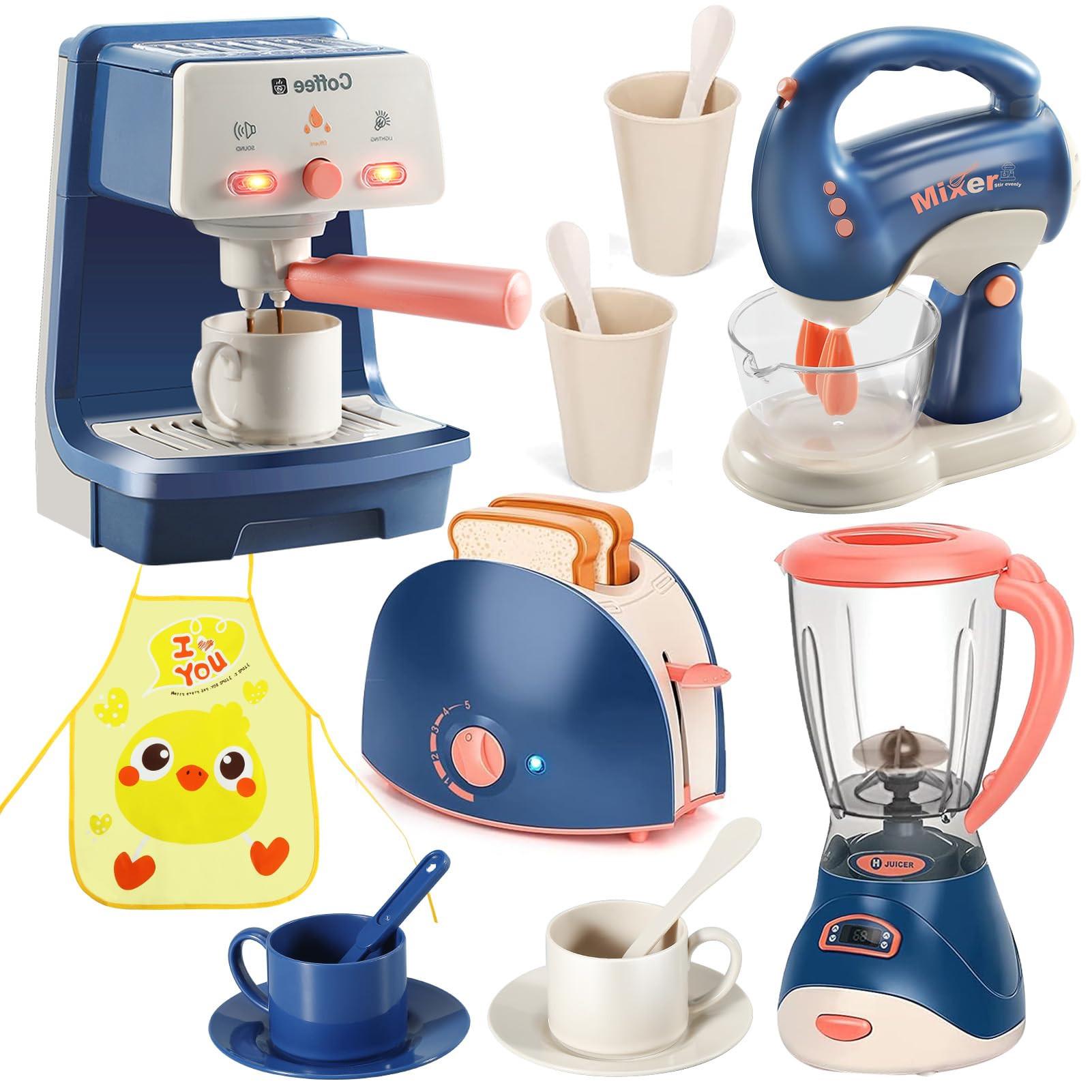 Activity-board  Set d'ustensiles de cuisine, set de robot de cuisine pour enfants avec blender, grille-pain, cafetière, mixeur et autres，Idéal pour les jeux de rôle 