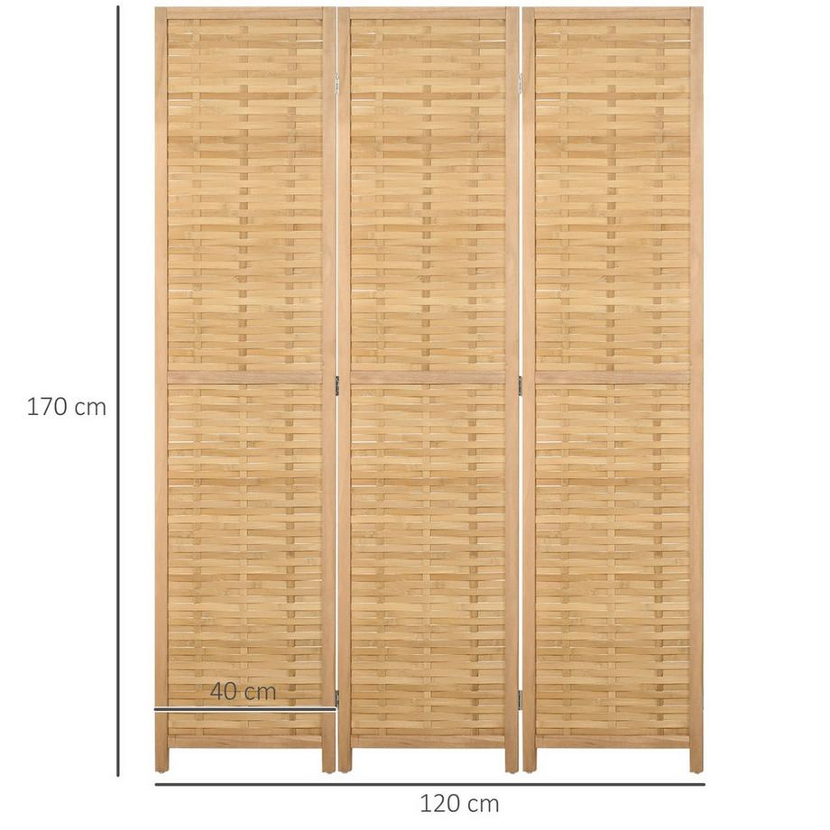Northio  Paravent de séparation de pièce pliable en 3 parties en bambou, 120 x 170 cm, pour salon ou chambre à coucher, naturel 