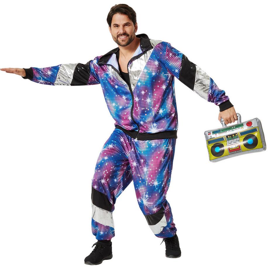 Tectake  Costume da uomo Tuta da jogging discoteca anni '80 '90 retro 