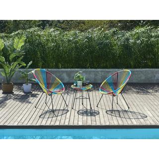 Vente-unique Table de jardin en fils de résine tressés - Multicolore - ALIOS III de MYLIA  