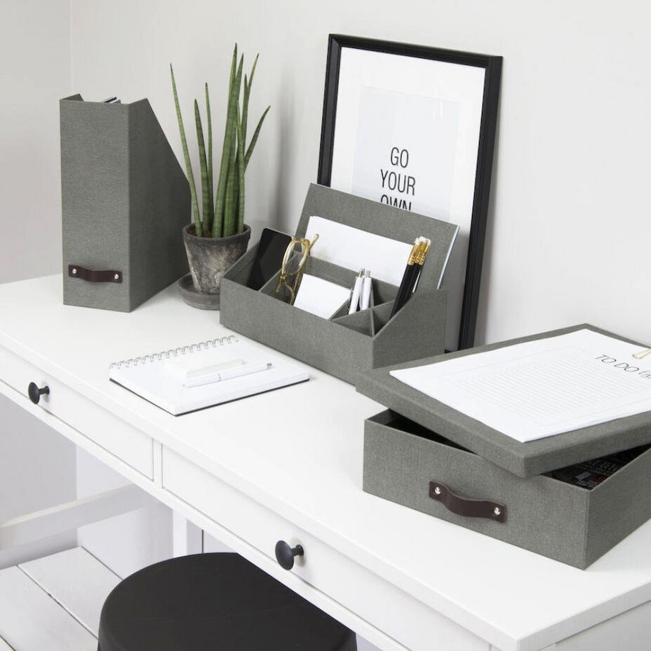 Bigso Box of Sweden OSKAR Aufbewahrungsbox A4   Grau Canvas  