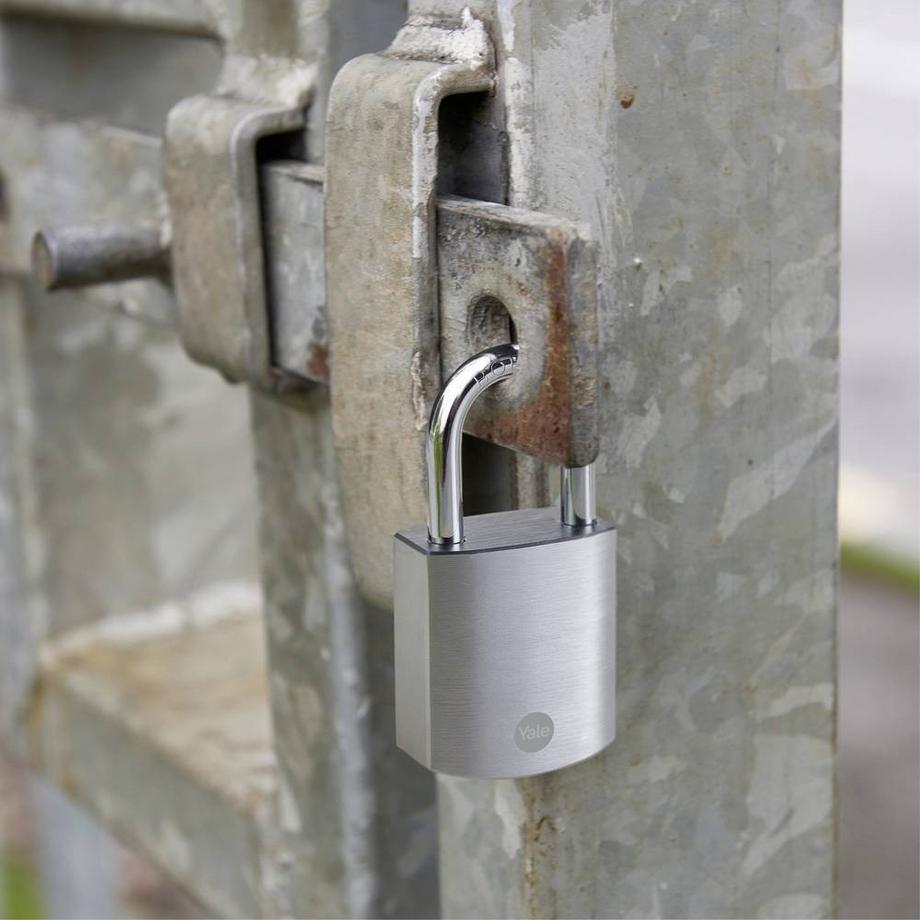 Yale 50 mm Messing Hangschloss verchromt für Euro Halbzylinder  